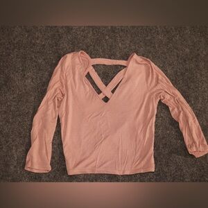 Charlotte Russe Blush mid length  Sleeve backless Crisscross Top